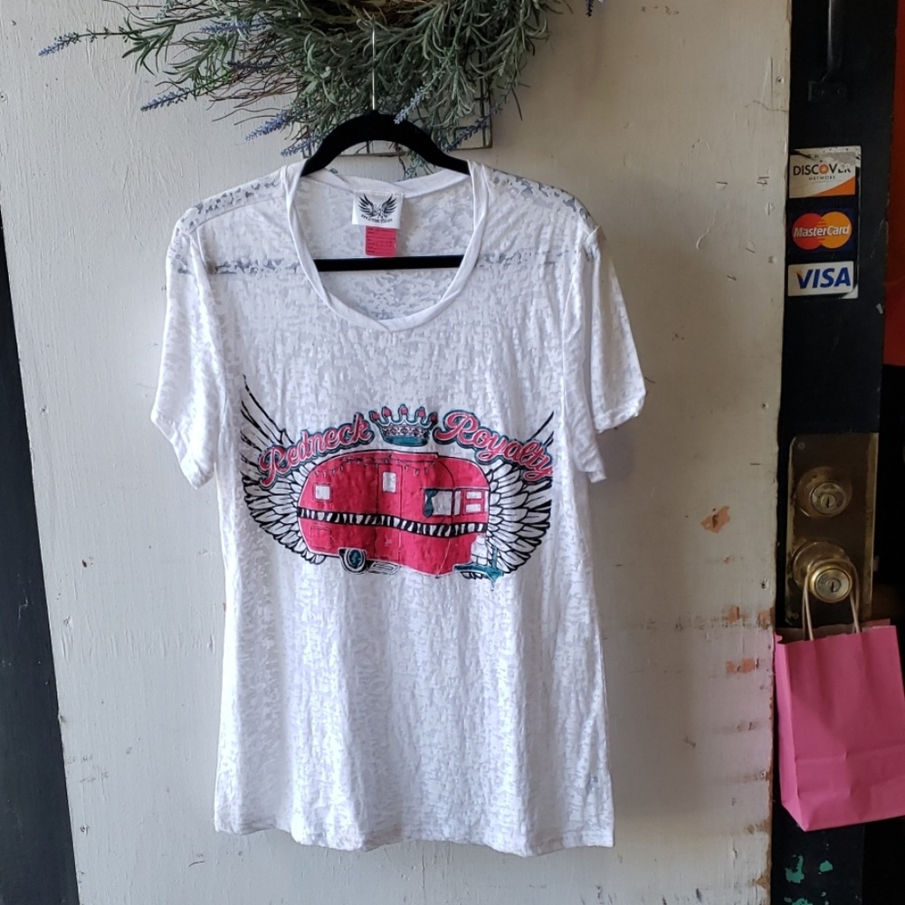 New REBEL ROSE RED NECK ROYALTY   WHITE  XL